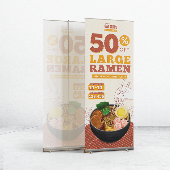 Roll Up Banner 60x160cm - Bahan Albatros 180gr